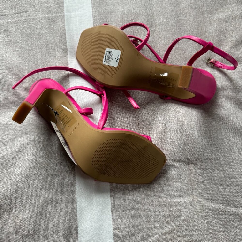 NWT Express Strappy High Heels in Rose Pink Sz 7 - Picture 4 of 5